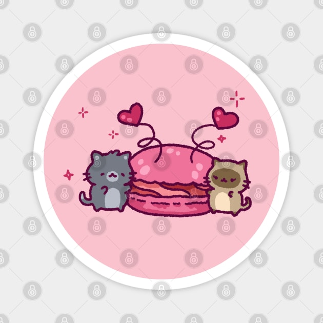 Cats and a giant pink macaron Magnet by GeraldineDraws